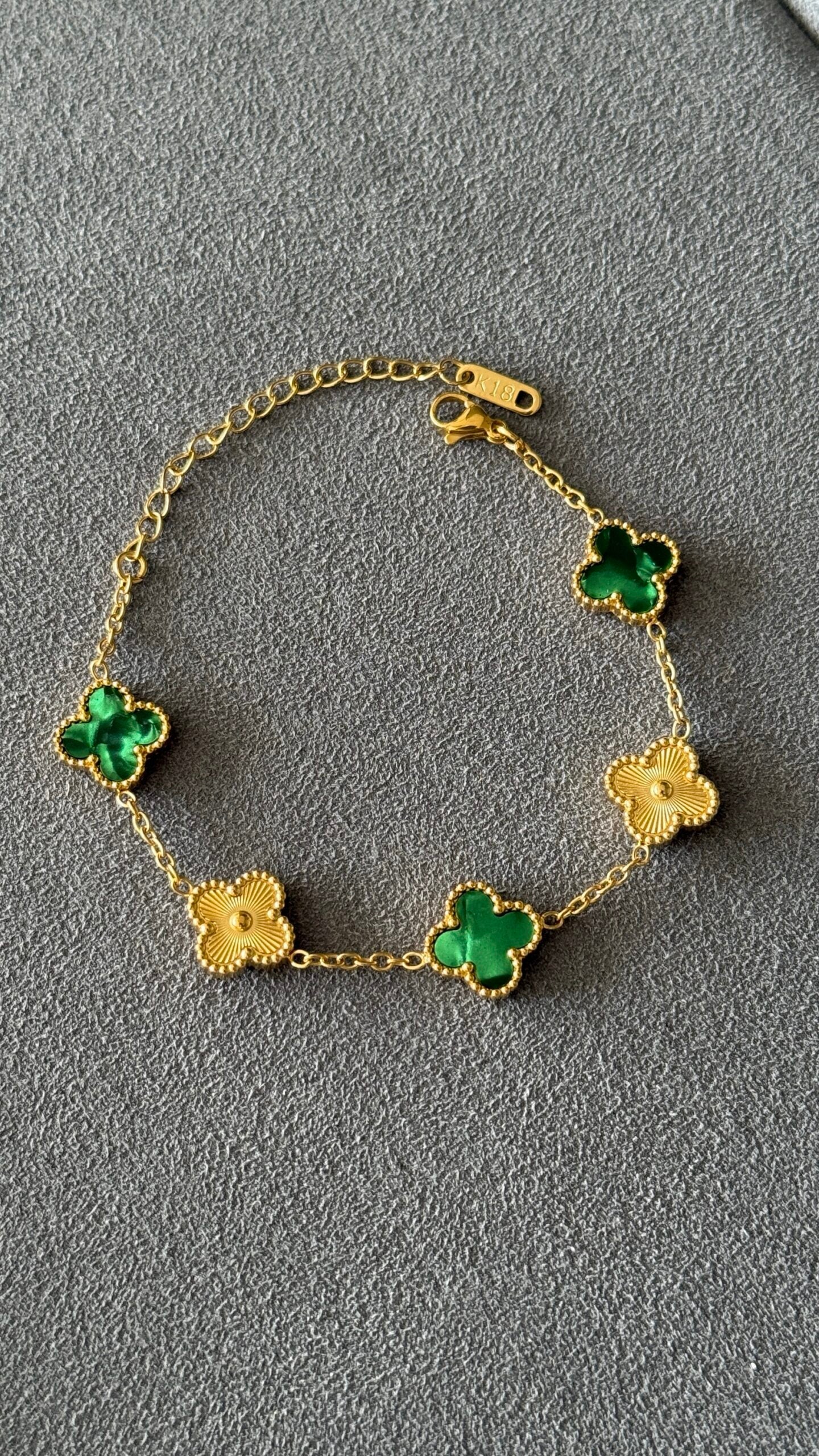PULSERA TRÉBOL VERDE / ORO