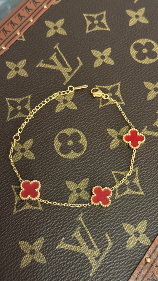 PULSERA TRÉBOL ROJO