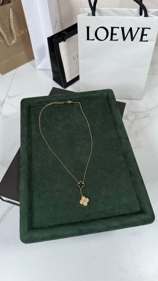 COLLAR TRÉBOL NEGRO BRILLANTES