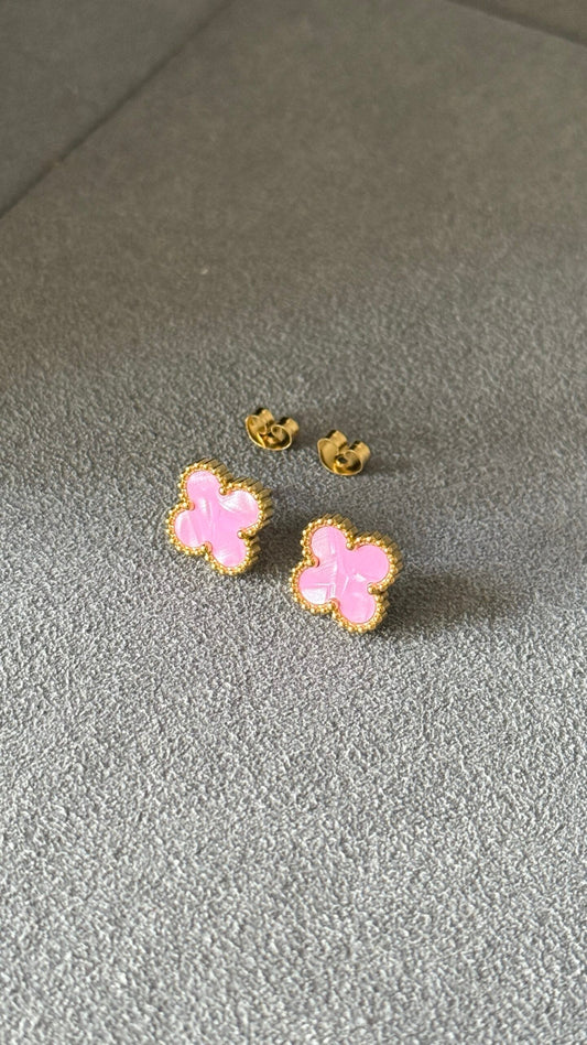 PENDIENTE TRÉBOL ROSA BR