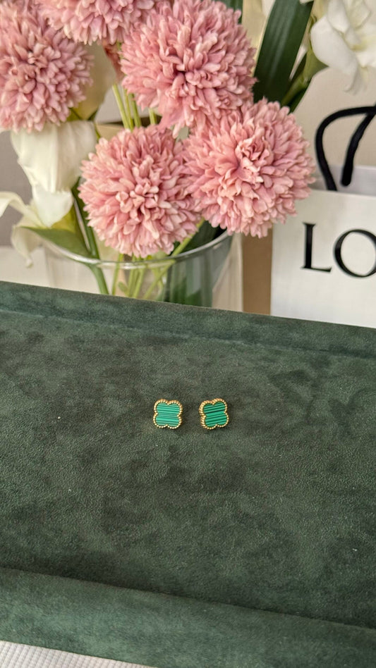 PENDIENTES TRÉBOL VERDE