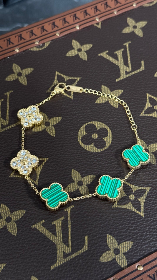 PULSERA TRÉBOL VERDE / BRILLANTES